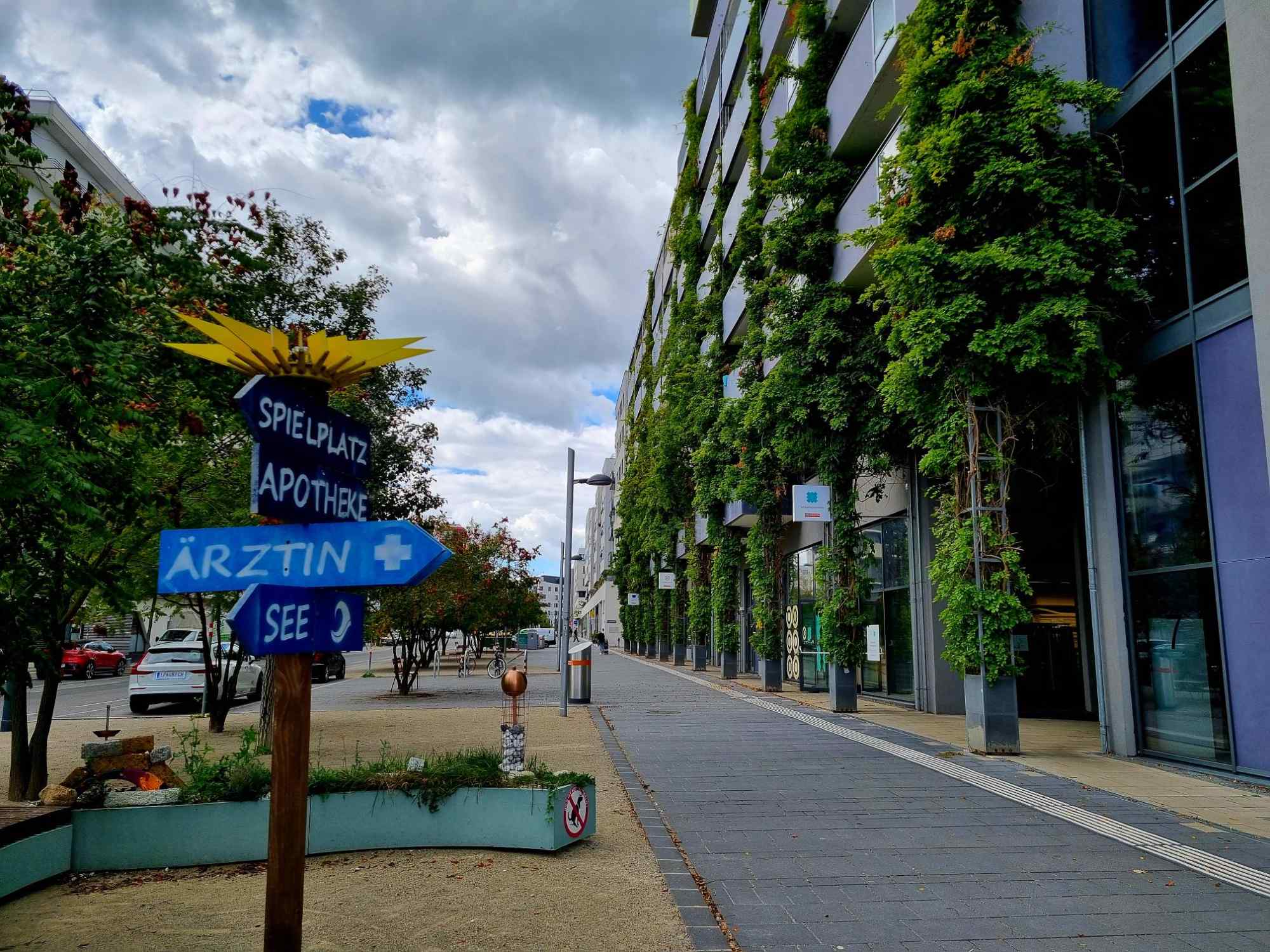 A green waiting garden in the Seestadt
